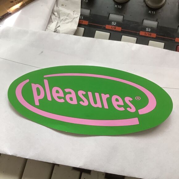 Pleasures Now Green / Pink Oval sticker Supreme Streetwear Clothing - Picture 1 of 1